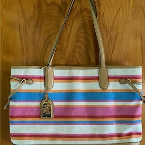 Lauren/Ralph Lauren Striped Canvas Tote